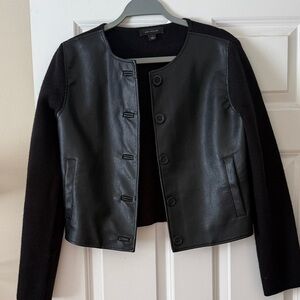 Ann Taylor Black Leather Button-Up Jacket